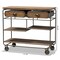 Baxton Studio Grant Vintage Oak Brown Finished Wood and Black Finished Metal 2-Drawer Kitchen Cart 177-11201-Zoro - alternate 2